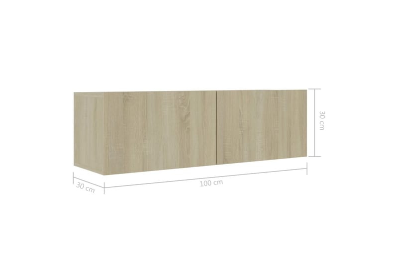 TV-bänk sonoma-ek 100x30x30 cm spånskiva - Brun - Möbler - Tv möbel & mediamöbel - TV bänk & mediabänk