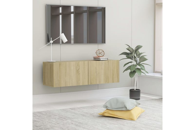 TV-bänk sonoma-ek 100x30x30 cm spånskiva - Brun - Möbler - Tv möbel & mediamöbel - TV bänk & mediabänk