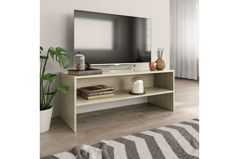 TV-bänk sonoma ek 100x40x40 cm spånskiva - Brun - Möbler - Tv möbel & mediamöbel - TV bänk & mediabänk