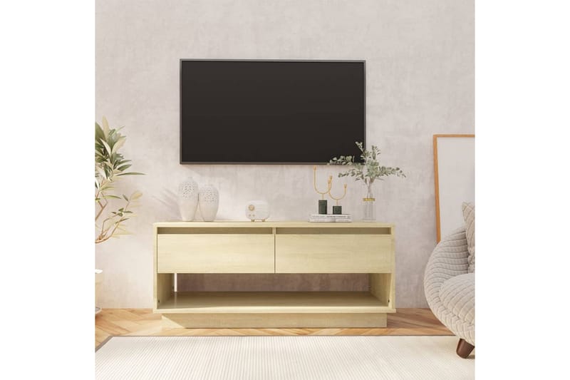 TV-bänk sonoma ek 102x41x44 cm spånskiva - Beige - Möbler - Tv möbel & mediamöbel - TV bänk & mediabänk