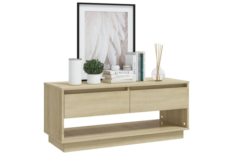 TV-bänk sonoma ek 102x41x44 cm spånskiva - Beige - Möbler - Tv möbel & mediamöbel - TV bänk & mediabänk
