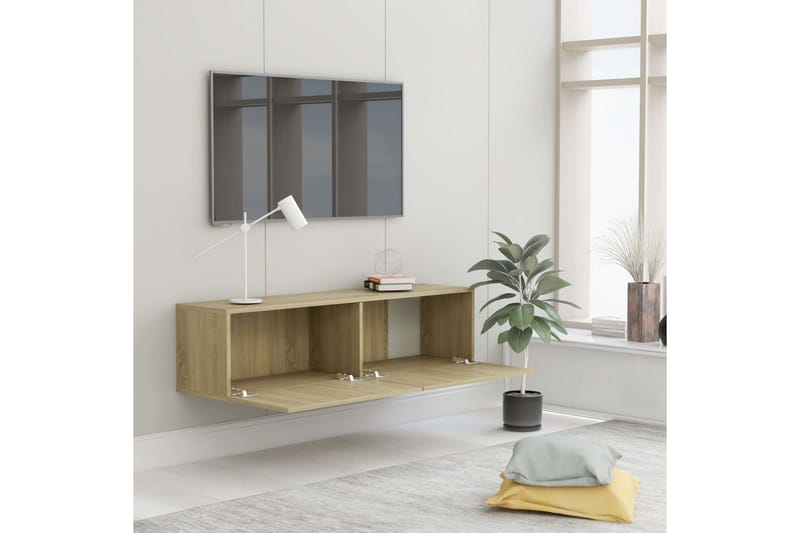 TV-bänk sonoma-ek 120x30x30 cm spånskiva - Brun - Möbler - Tv möbel & mediamöbel - TV bänk & mediabänk