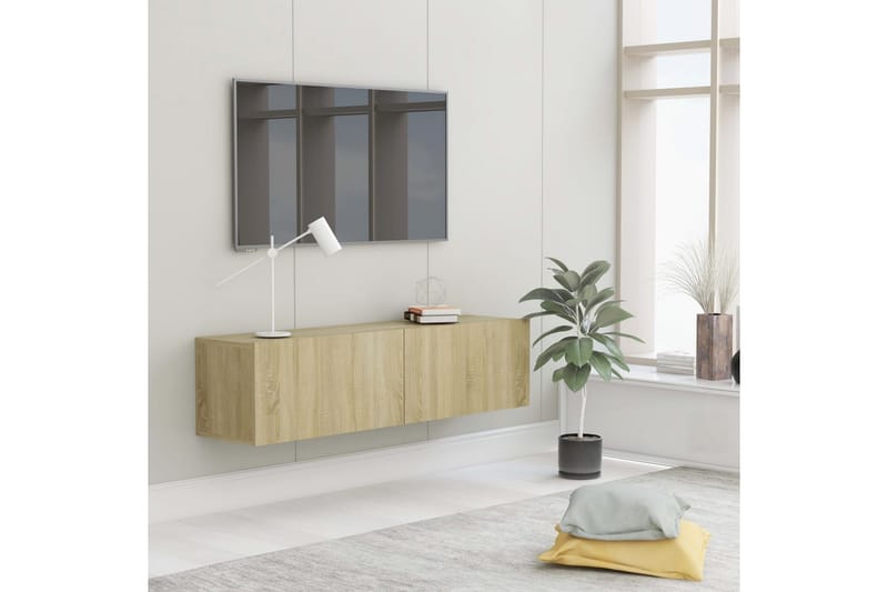 TV-bänk sonoma-ek 120x30x30 cm spånskiva - Brun - Möbler - Tv möbel & mediamöbel - TV bänk & mediabänk