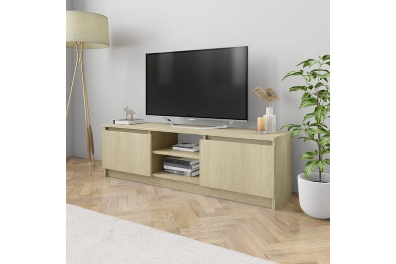 TV-bänk sonoma ek 120x30x35,5 cm spånskiva - Brun - Möbler - Tv möbel & mediamöbel - TV bänk & mediabänk