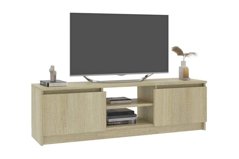 TV-bänk sonoma ek 120x30x35,5 cm spånskiva - Brun - Möbler - Tv möbel & mediamöbel - TV bänk & mediabänk