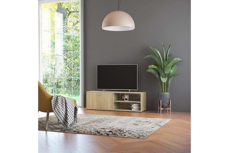 TV-bänk sonoma-ek 120x34x37 cm spånskiva - Brun - Möbler - Tv möbel & mediamöbel - TV bänk & mediabänk
