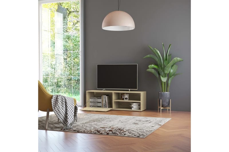 TV-bänk sonoma-ek 120x34x37 cm spånskiva - Brun - Möbler - Tv möbel & mediamöbel - TV bänk & mediabänk