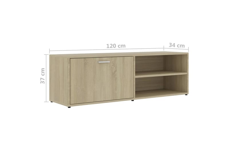 TV-bänk sonoma-ek 120x34x37 cm spånskiva - Brun - Möbler - Tv möbel & mediamöbel - TV bänk & mediabänk