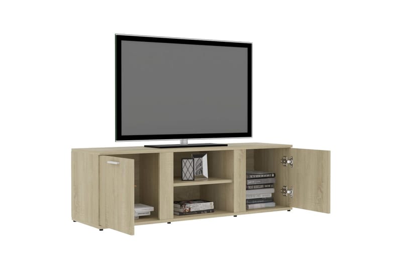TV-bänk sonoma-ek 120x34x37 cm spånskiva - Brun - Möbler - Tv möbel & mediamöbel - TV bänk & mediabänk