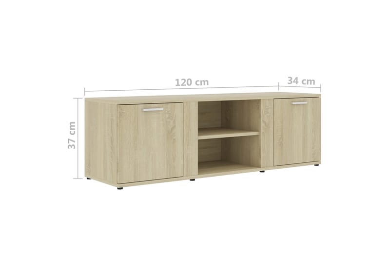 TV-bänk sonoma-ek 120x34x37 cm spånskiva - Brun - Möbler - Tv möbel & mediamöbel - TV bänk & mediabänk