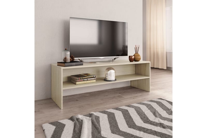 TV-bänk sonoma ek 120x40x40 cm spånskiva - Brun - Möbler - Tv möbel & mediamöbel - TV bänk & mediabänk