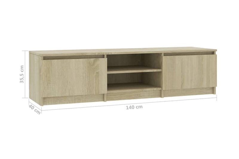 TV-bänk sonoma-ek 140x40x35,5 cm spånskiva - Brun - Möbler - Tv möbel & mediamöbel - TV bänk & mediabänk