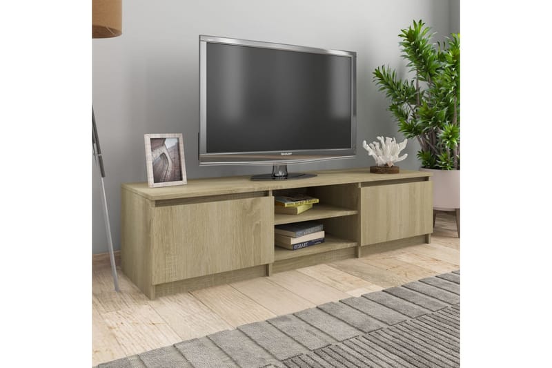 TV-bänk sonoma-ek 140x40x35,5 cm spånskiva - Brun - Möbler - Tv möbel & mediamöbel - TV bänk & mediabänk