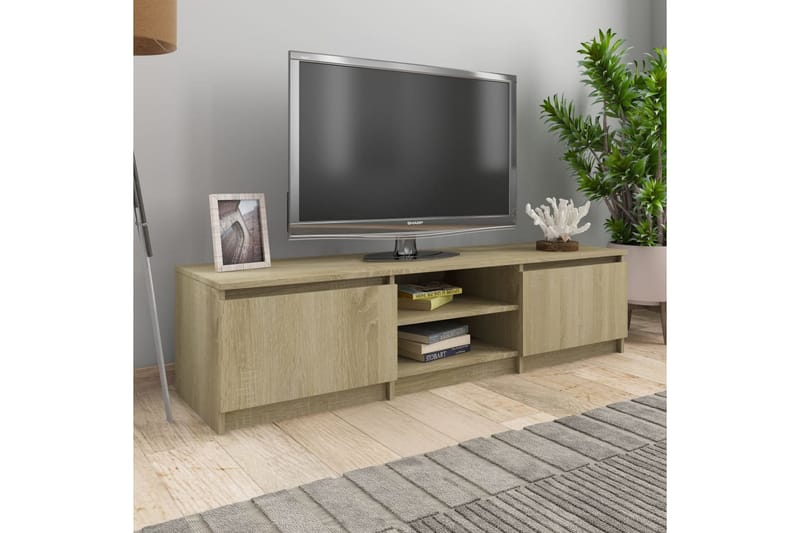 TV-bänk sonoma-ek 140x40x35,5 cm spånskiva - Brun - TV bänk & mediabänk