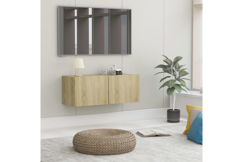 TV-bänk sonoma-ek 80x30x30 cm spånskiva - Brun - Möbler - Tv möbel & mediamöbel - TV bänk & mediabänk