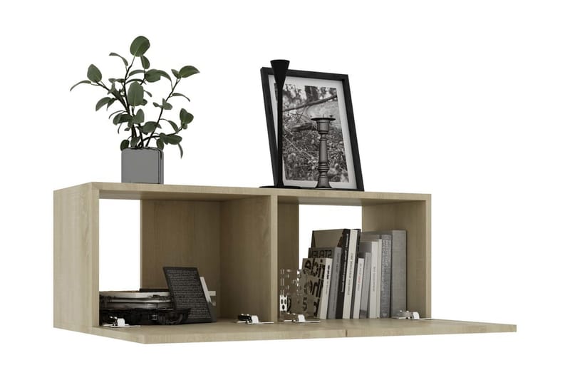 TV-bänk sonoma-ek 80x30x30 cm spånskiva - Brun - Möbler - Tv möbel & mediamöbel - TV bänk & mediabänk