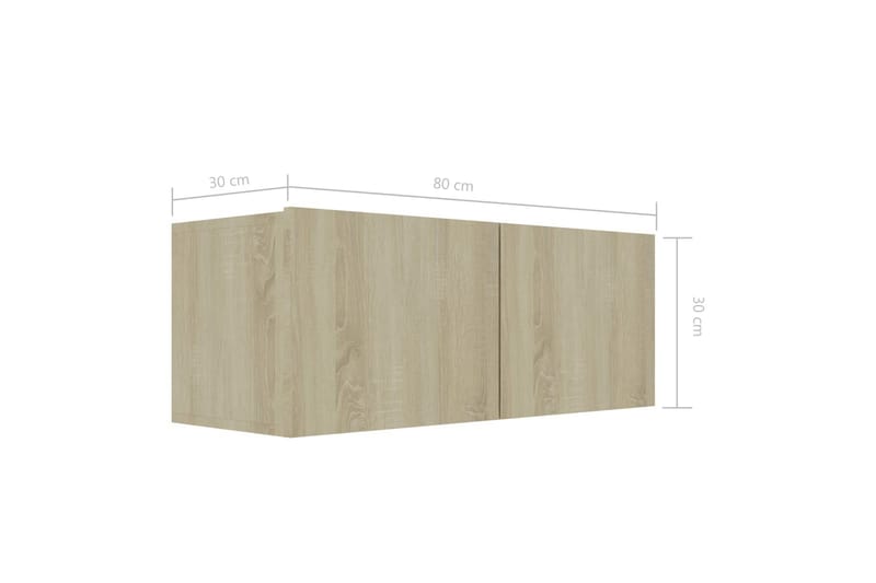TV-bänk sonoma-ek 80x30x30 cm spånskiva - Brun - Möbler - Tv möbel & mediamöbel - TV bänk & mediabänk