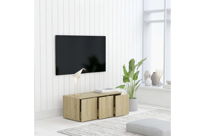 TV-bänk sonoma-ek 80x34x30 cm spånskiva - Brun - Möbler - Tv möbel & mediamöbel - TV bänk & mediabänk