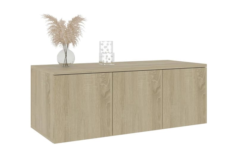 TV-bänk sonoma-ek 80x34x30 cm spånskiva - Brun - Möbler - Tv möbel & mediamöbel - TV bänk & mediabänk