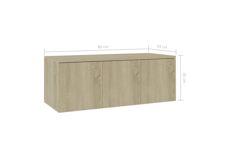 TV-bänk sonoma-ek 80x34x30 cm spånskiva - Brun - Möbler - Tv möbel & mediamöbel - TV bänk & mediabänk