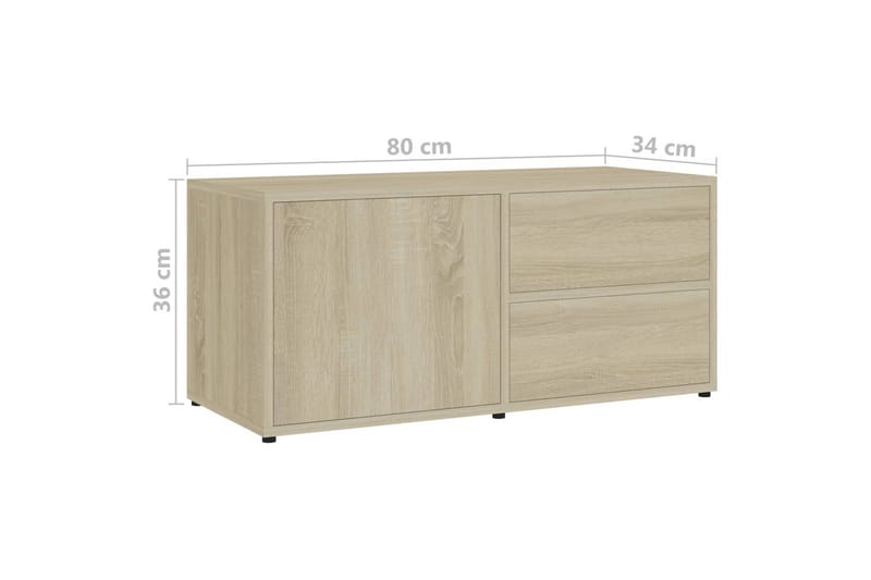 TV-bänk sonoma-ek 80x34x36 cm spånskiva - Brun - Möbler - Tv möbel & mediamöbel - TV bänk & mediabänk