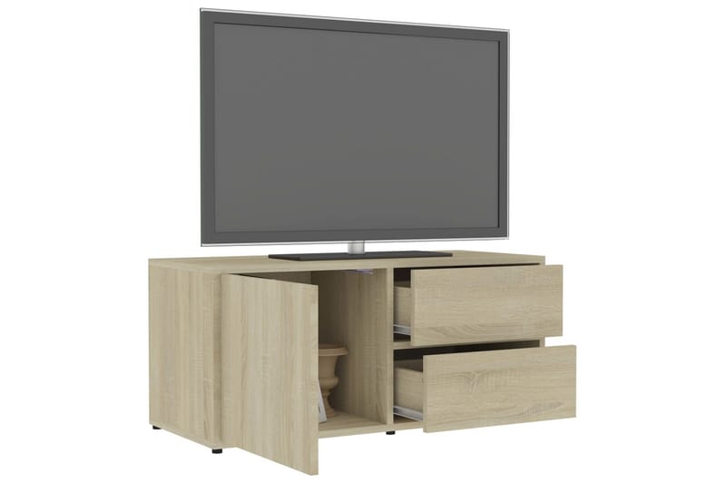 TV-bänk sonoma-ek 80x34x36 cm spånskiva - Brun - Möbler - Tv möbel & mediamöbel - TV bänk & mediabänk