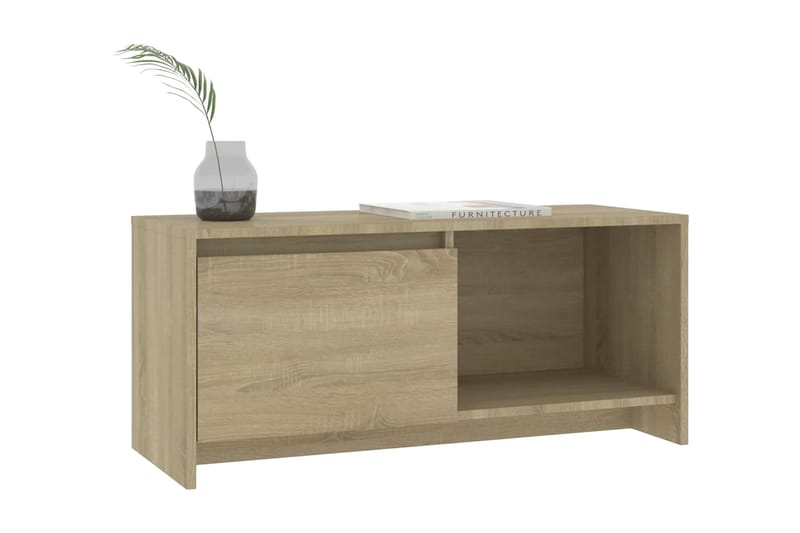TV-bänk sonoma-ek 90x35x40 cm spånskiva - Beige - Möbler - Tv möbel & mediamöbel - TV bänk & mediabänk
