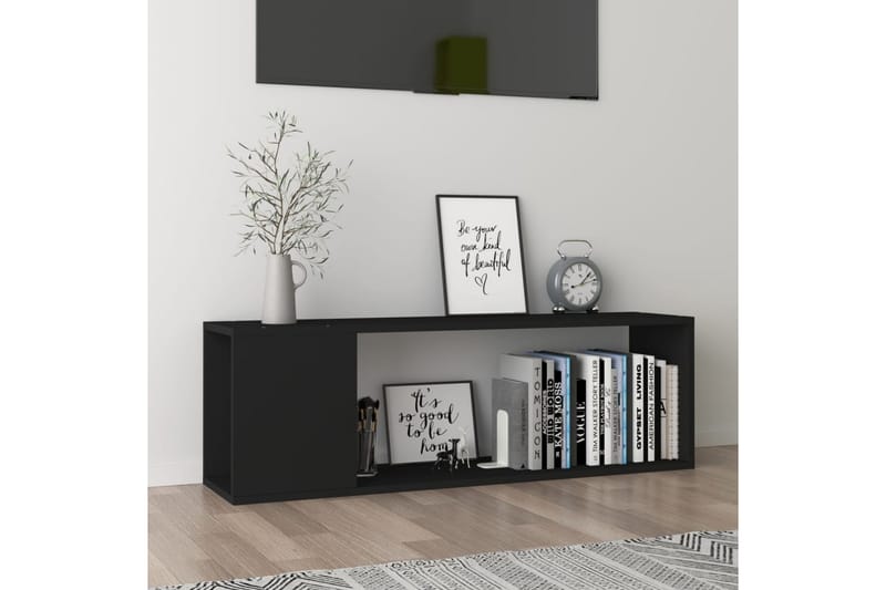 TV-bänk svart 100x24x32 cm spånskiva - Svart - Möbler - Tv möbel & mediamöbel - TV bänk & mediabänk