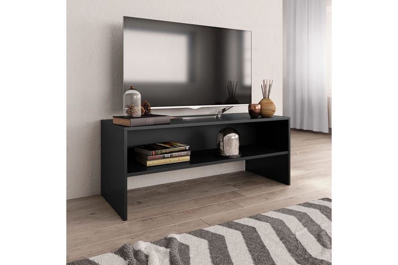 TV-bänk svart 100x40x40 cm spånskiva - Svart - Möbler - Tv möbel & mediamöbel - TV bänk & mediabänk