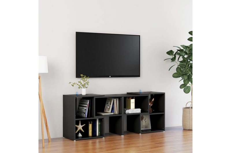 TV-bänk svart 104x30x52 cm spånskiva - Svart - TV bänk & mediabänk