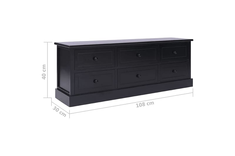 TV-bänk svart 108x30x40 cm massivt kejsarträ - Svart - Möbler - Tv möbel & mediamöbel - TV bänk & mediabänk
