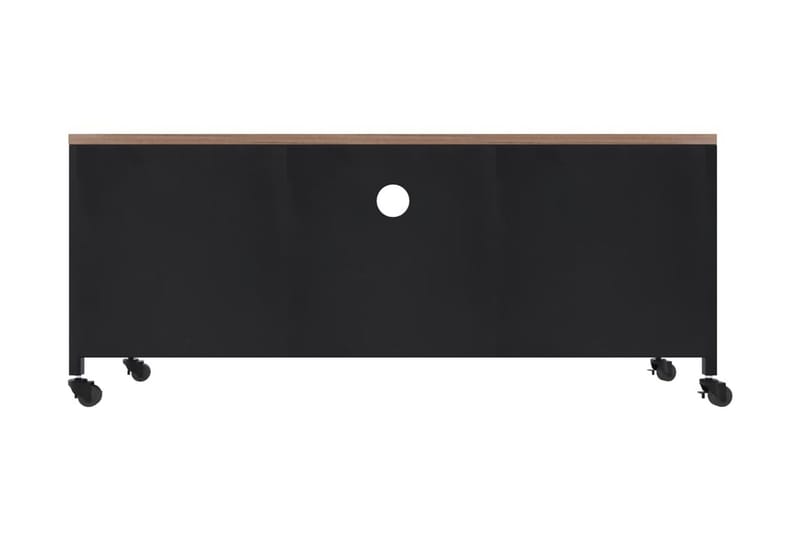 Tv-bänk svart 110x30x43 cm järn och massivt granträ - Svart - Möbler - Tv möbel & mediamöbel - TV bänk & mediabänk
