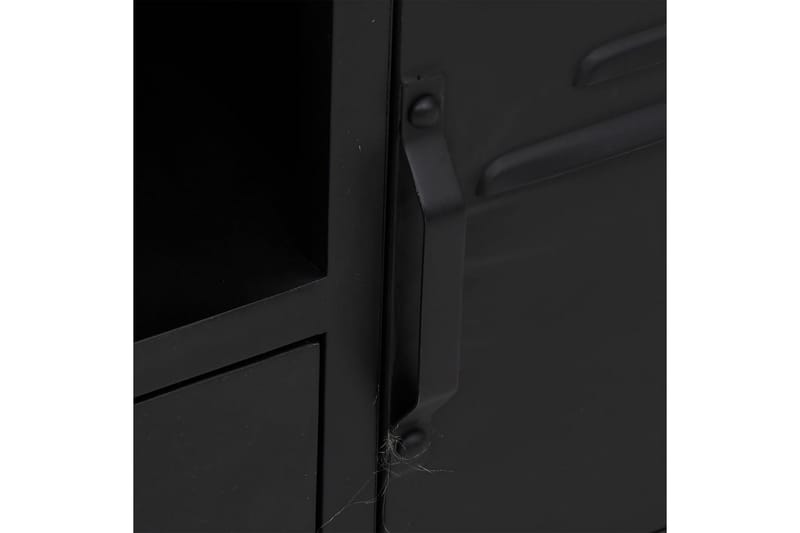 Tv-bänk svart 110x30x43 cm järn och massivt granträ - Svart - Möbler - Tv möbel & mediamöbel - TV bänk & mediabänk