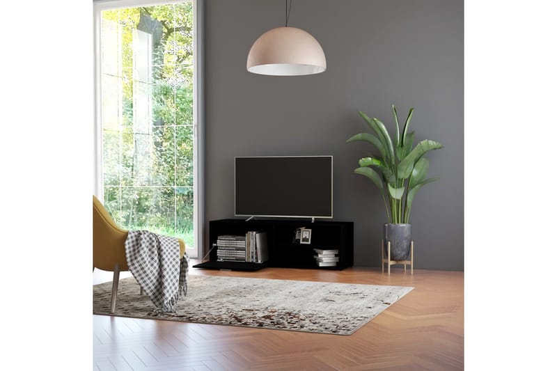 TV-bänk svart 120x34x37 cm spånskiva - Svart - Möbler - Tv möbel & mediamöbel - TV bänk & mediabänk