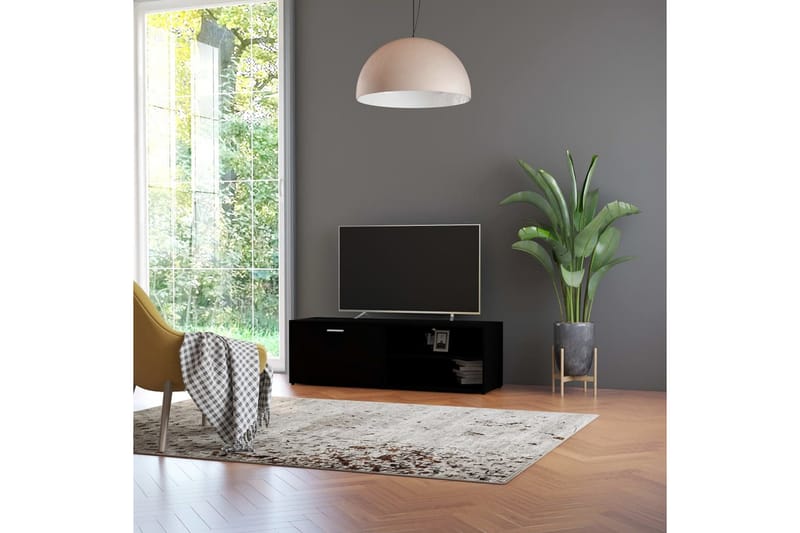 TV-bänk svart 120x34x37 cm spånskiva - Svart - Möbler - Tv möbel & mediamöbel - TV bänk & mediabänk