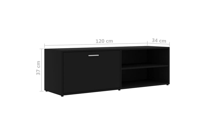 TV-bänk svart 120x34x37 cm spånskiva - Svart - Möbler - Tv möbel & mediamöbel - TV bänk & mediabänk