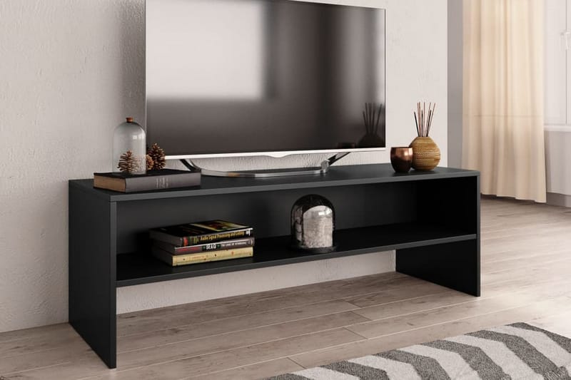 TV-bänk svart 120x40x40 cm spånskiva - Svart - Möbler - Tv möbel & mediamöbel - TV bänk & mediabänk