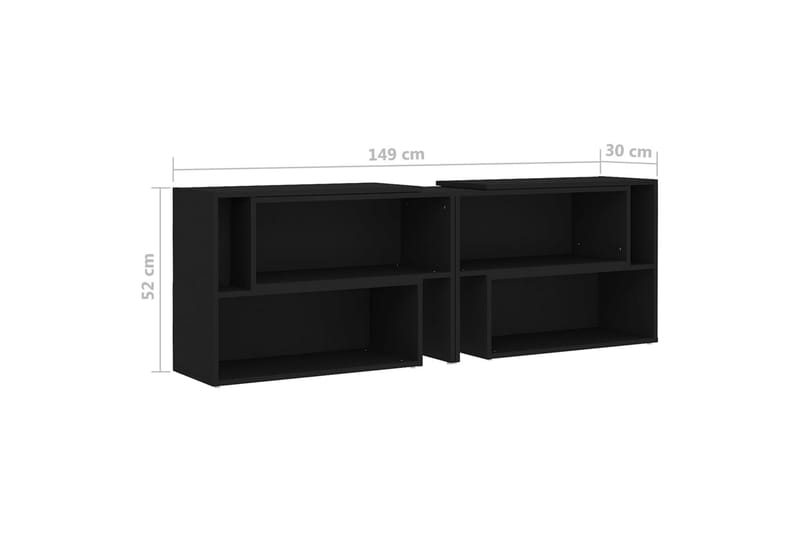 TV-bänk svart 149x30x52 cm spånskiva - Svart - TV bänk & mediabänk