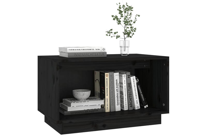 Tv-bänk svart 60x35x35 cm massiv furu - Svart - Möbler - Tv möbel & mediamöbel - TV bänk & mediabänk