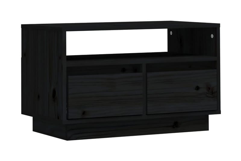Tv-bänk svart 60x35x37 cm massiv furu - Svart - Möbler - Tv möbel & mediamöbel - TV bänk & mediabänk