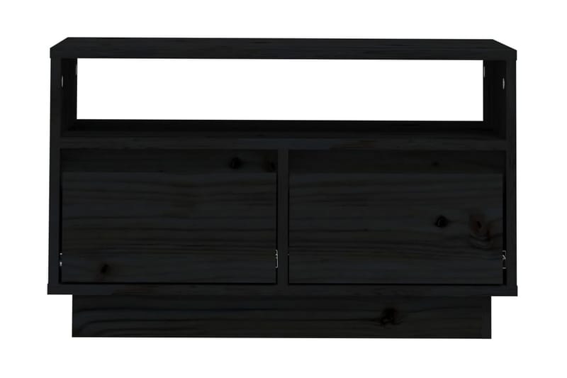 Tv-bänk svart 60x35x37 cm massiv furu - Svart - TV bänk & mediabänk