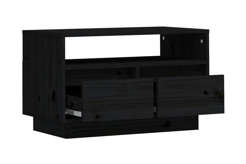Tv-bänk svart 60x35x37 cm massiv furu - Svart - Möbler - Tv möbel & mediamöbel - TV bänk & mediabänk