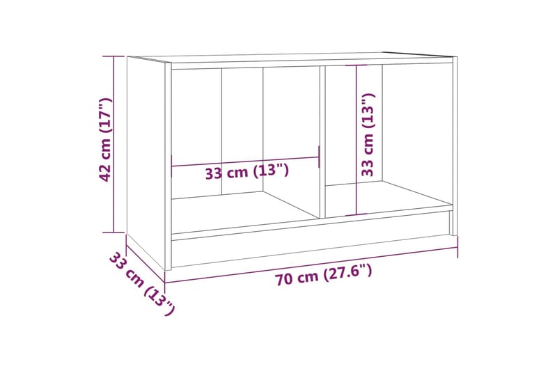 TV-bänk svart 70x33x42 cm massiv furu - Svart - Möbler - Tv möbel & mediamöbel - TV bänk & mediabänk