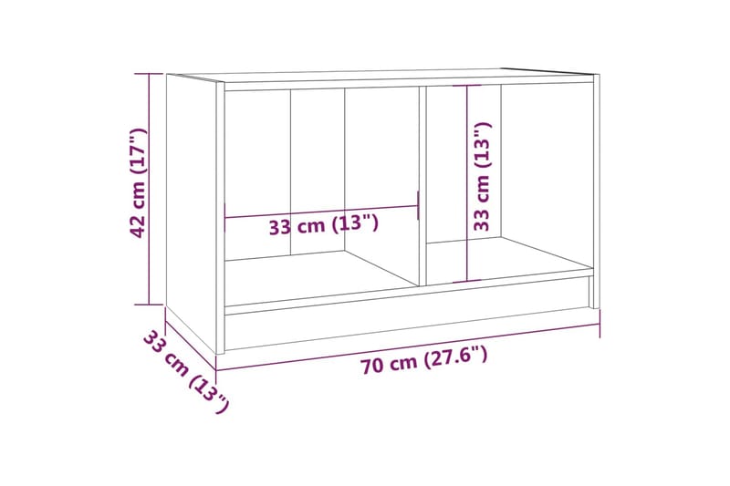 TV-bänk svart 70x33x42 cm massiv furu - Svart - TV bänk & mediabänk