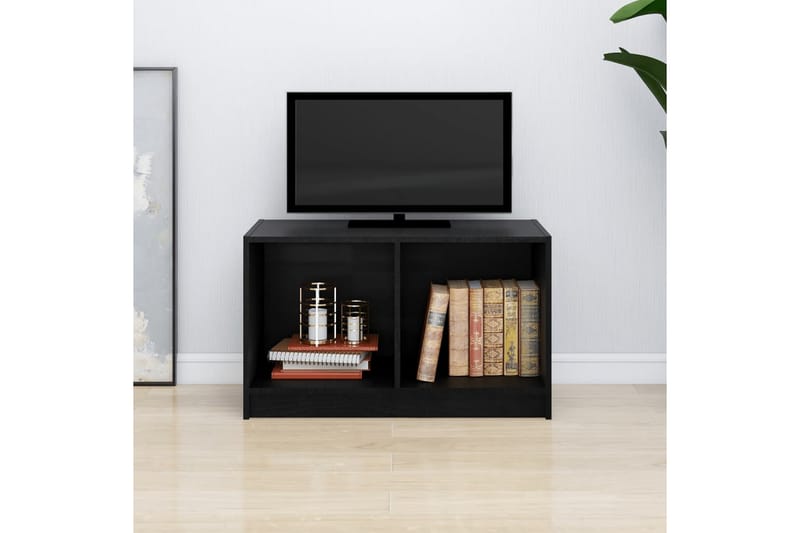 TV-bänk svart 70x33x42 cm massiv furu - Svart - Möbler - Tv möbel & mediamöbel - TV bänk & mediabänk