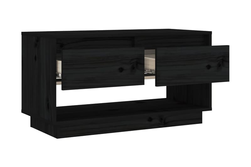 Tv-bänk svart 74x34x40 cm massiv furu - Svart - Möbler - Tv möbel & mediamöbel - TV bänk & mediabänk