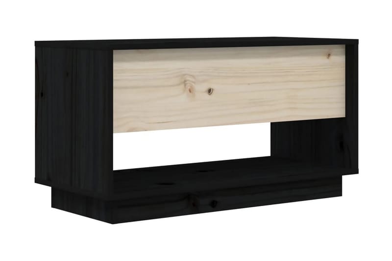 Tv-bänk svart 74x34x40 cm massiv furu - Svart - Möbler - Tv möbel & mediamöbel - TV bänk & mediabänk