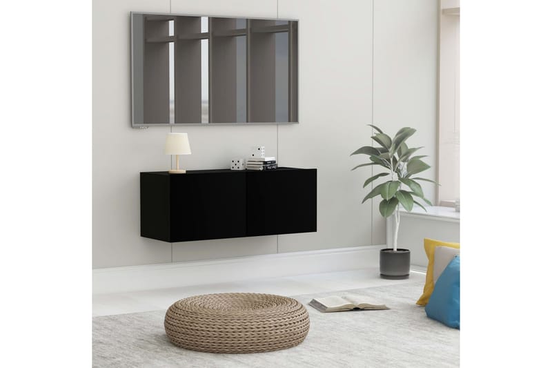TV-bänk svart 80x30x30 cm spånskiva - Svart - Möbler - Tv möbel & mediamöbel - TV bänk & mediabänk