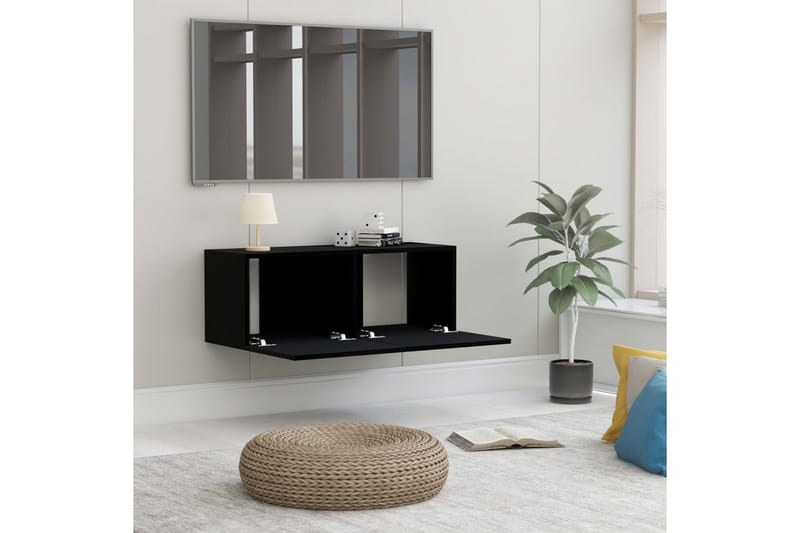 TV-bänk svart 80x30x30 cm spånskiva - Svart - Möbler - Tv möbel & mediamöbel - TV bänk & mediabänk
