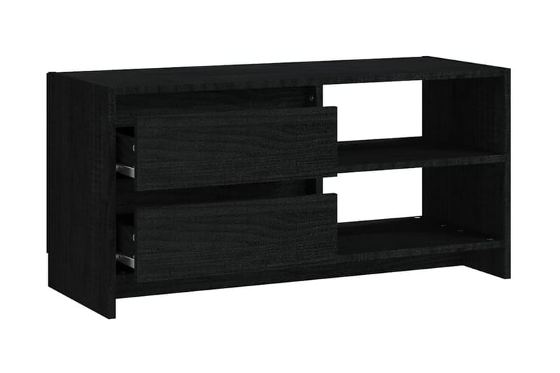 TV-bänk svart 80x31x39 cm massiv furu - Svart - Möbler - Tv möbel & mediamöbel - TV bänk & mediabänk